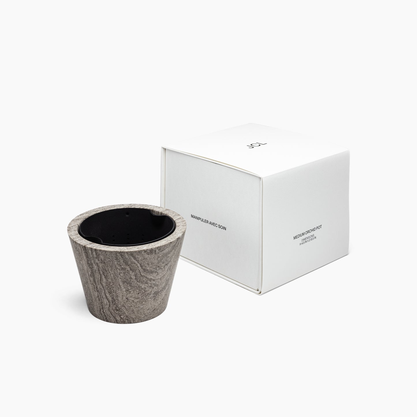 MEDIUM ORCHID POT IN GREY ATHENS MARBLE