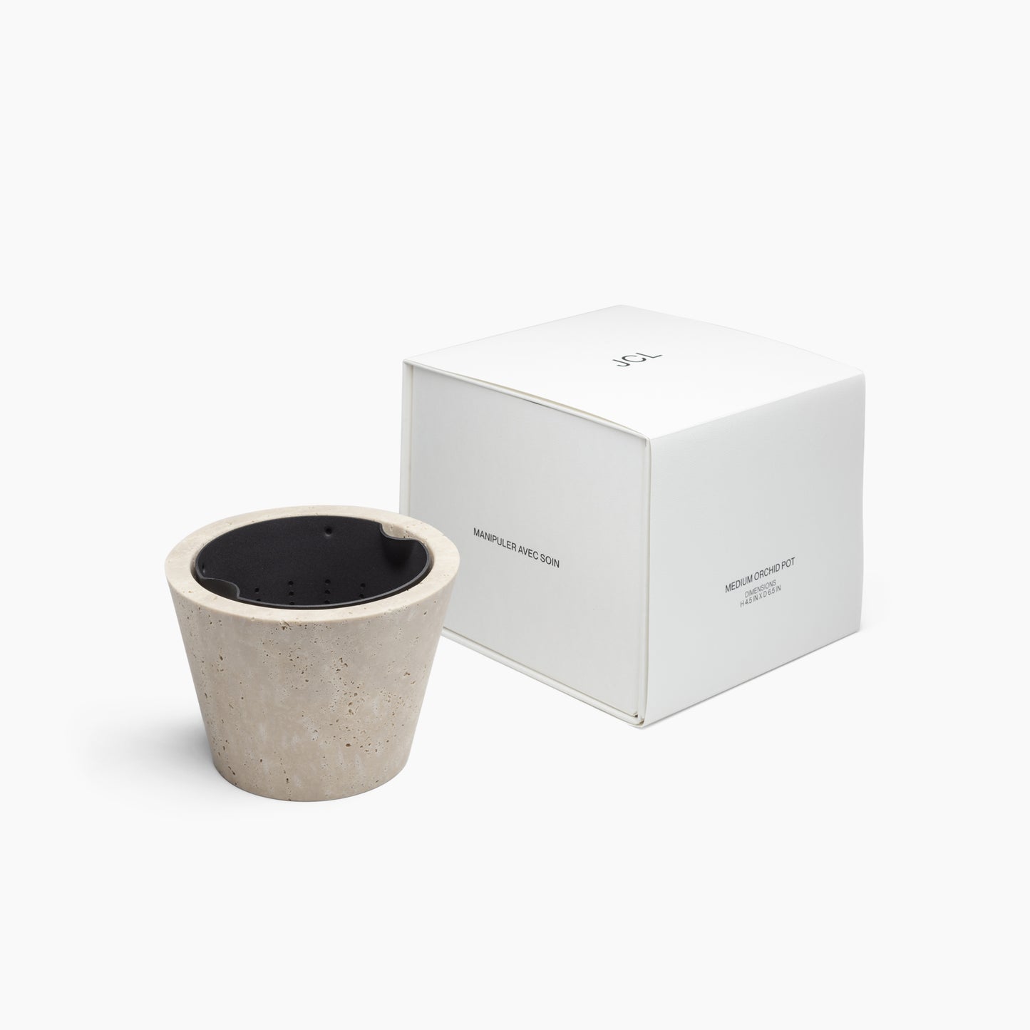 MEDIUM ORCHID POT IN CLASSIC ROMAN TRAVERTINE