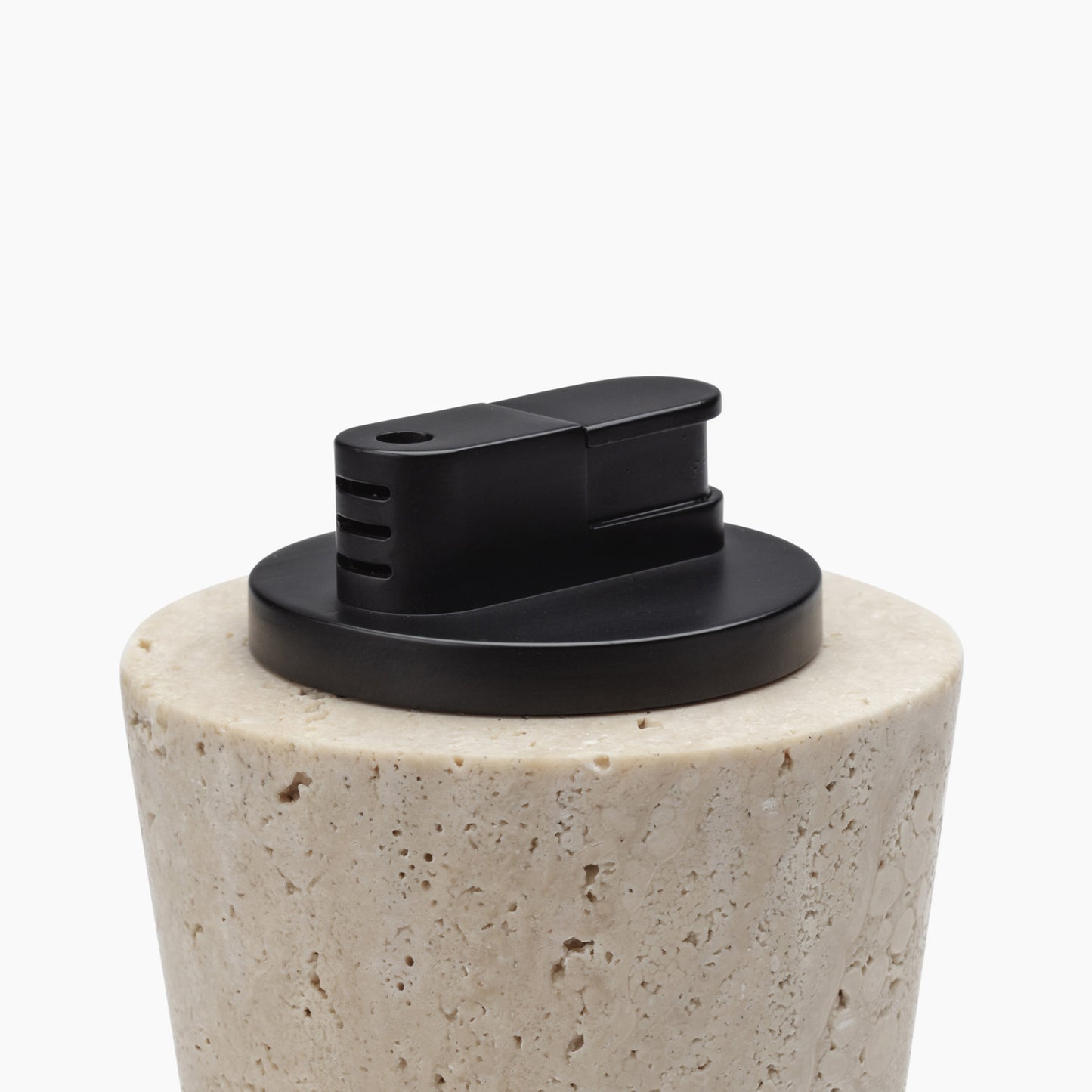 TABLE LIGHTER IN CLASSIC ROMAN TRAVERTINE WITH BLACK INSERT