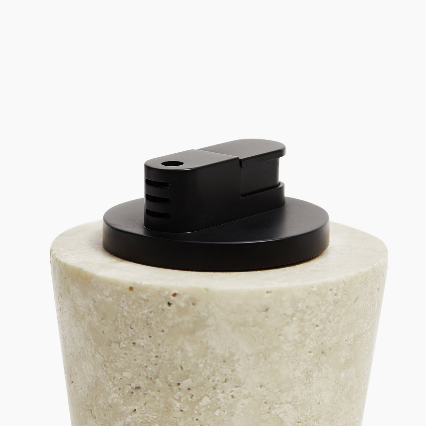 TABLE LIGHTER IN IVORY NAVONA TRAVERTINE WITH BLACK INSERT
